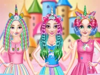 Princesses rainbow unicorn hair salon