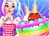 Cute doll cooking cakes